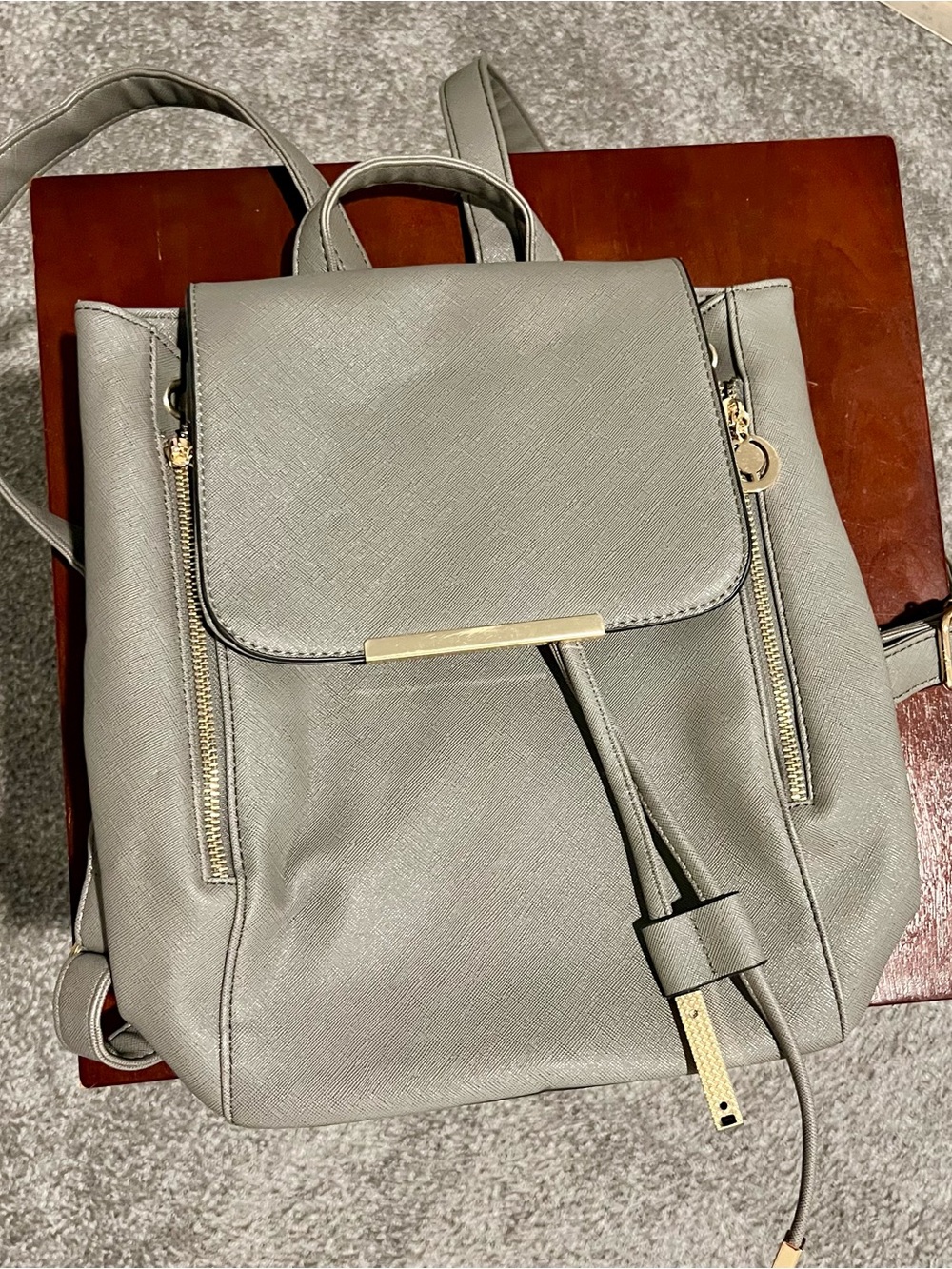 Sleek Backpack Purse with Gold Hardware - Picture 9 of 9